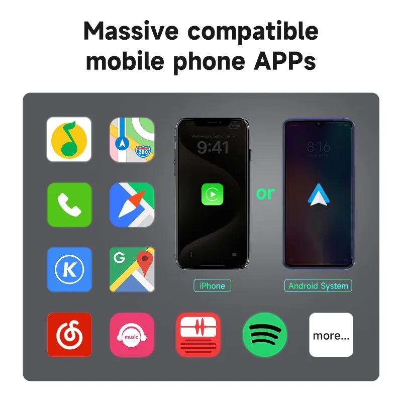 2 In 1 Wired to Wireless Carplay Adapter for Apple Dongle Plug&Play Easy Connection Super Mini Car Play Adapter for Built-in Car