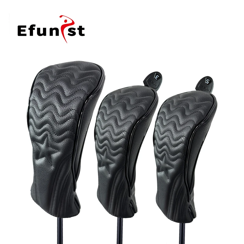 Premium Dual-Tone PU Leather Golf Wood Cover Set - Waterproof Club Protectors