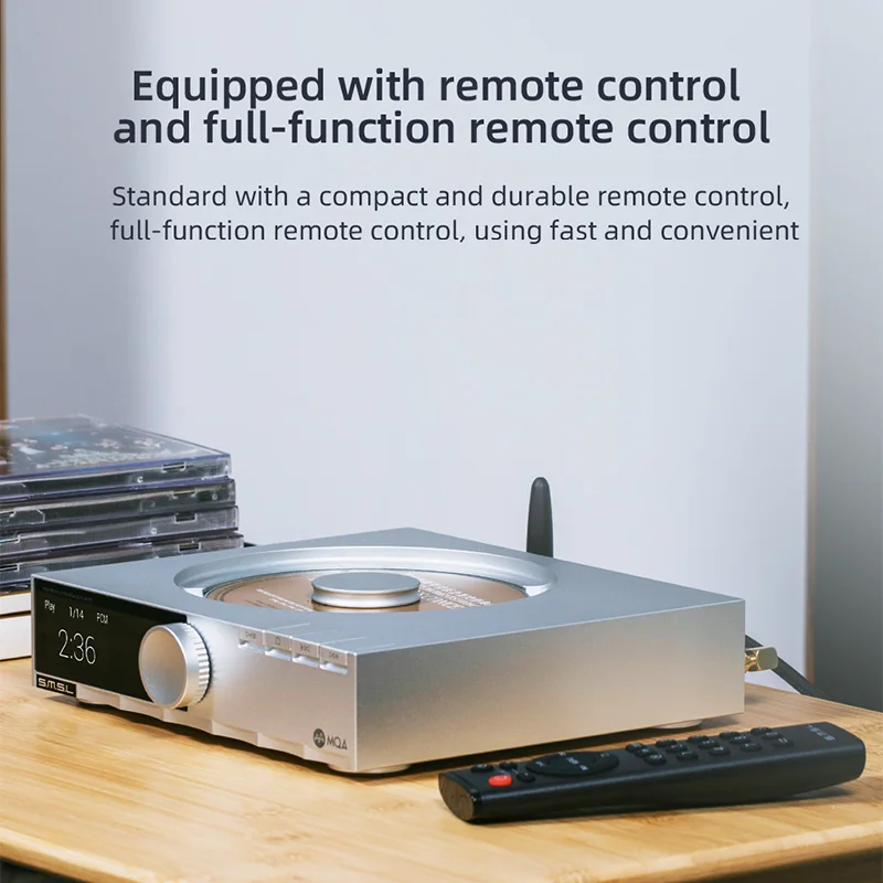 SMSL PL200 고해상도 클래스 CD 플레이어 디지털 오디오 MQA DAC AK4499EX Bluetooth 1000mW/32Ω 동축 광 출력(원격 제어 포함)