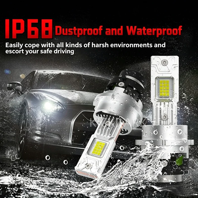 2PCS 2026 업그레이드 D2R D2S LED 헤드라이트 전구 70W 고출력+500% 밝기 6500K 쿨 화이트 하이 로우 빔 크세논 HID 교체