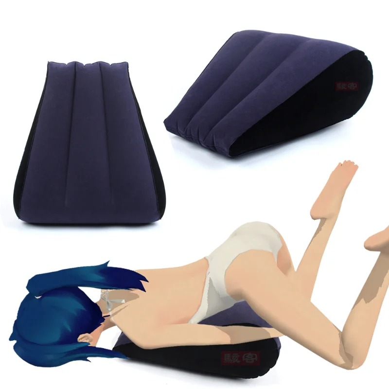 Inflatable Sexual Sex Pillow Triangle Cushion Position Aid Sex Furniture Body Pad Open Mouth Gag Eye Mask Hand Ankle Cuffs Set