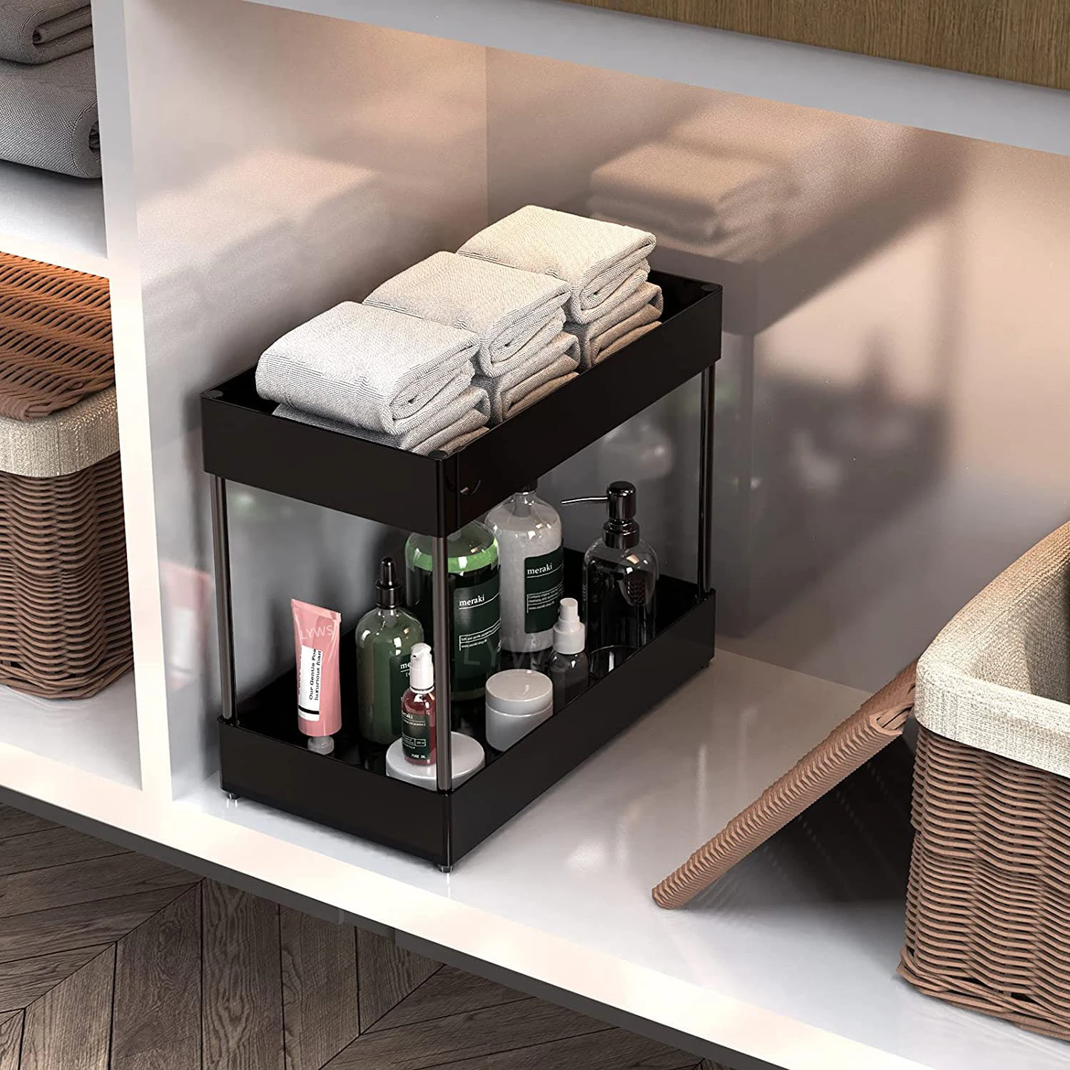 Under Sink Storage Organizer 2 Tier Drawer Multipurpose Rack Cabinet Under Sink Storage Rack Bathroom Kitchen Organizer 6