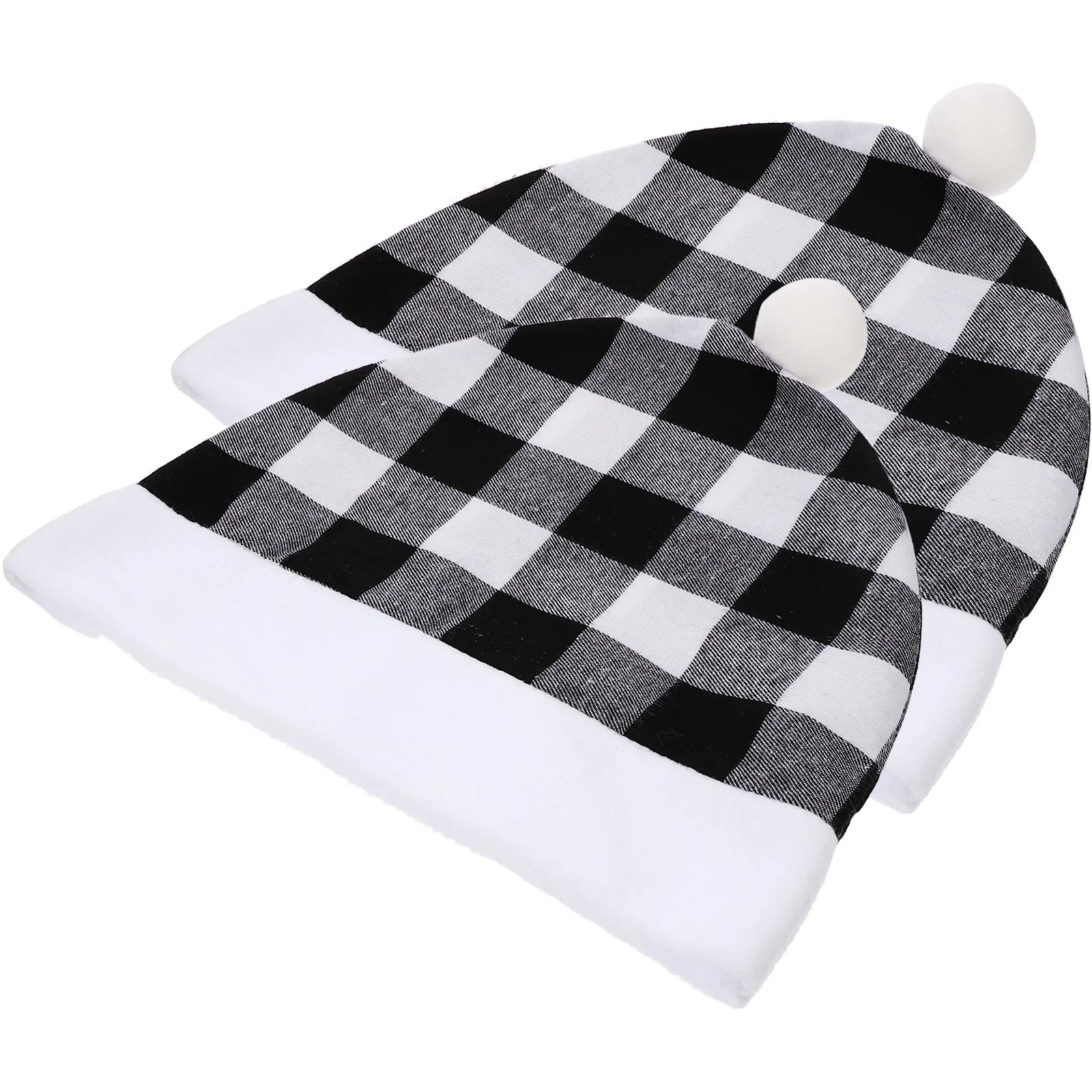 

2Pcs Christmas Car Headrest Decoration Plaid Santa Hat Car Head Rest Protector