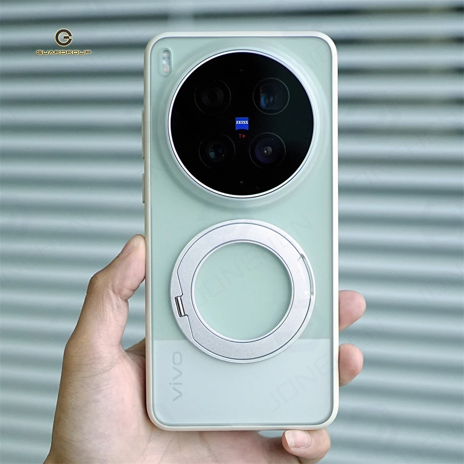 Luxury Magnetic 360° Ring Matte Transparent Lightweight Acrylic Phone Case