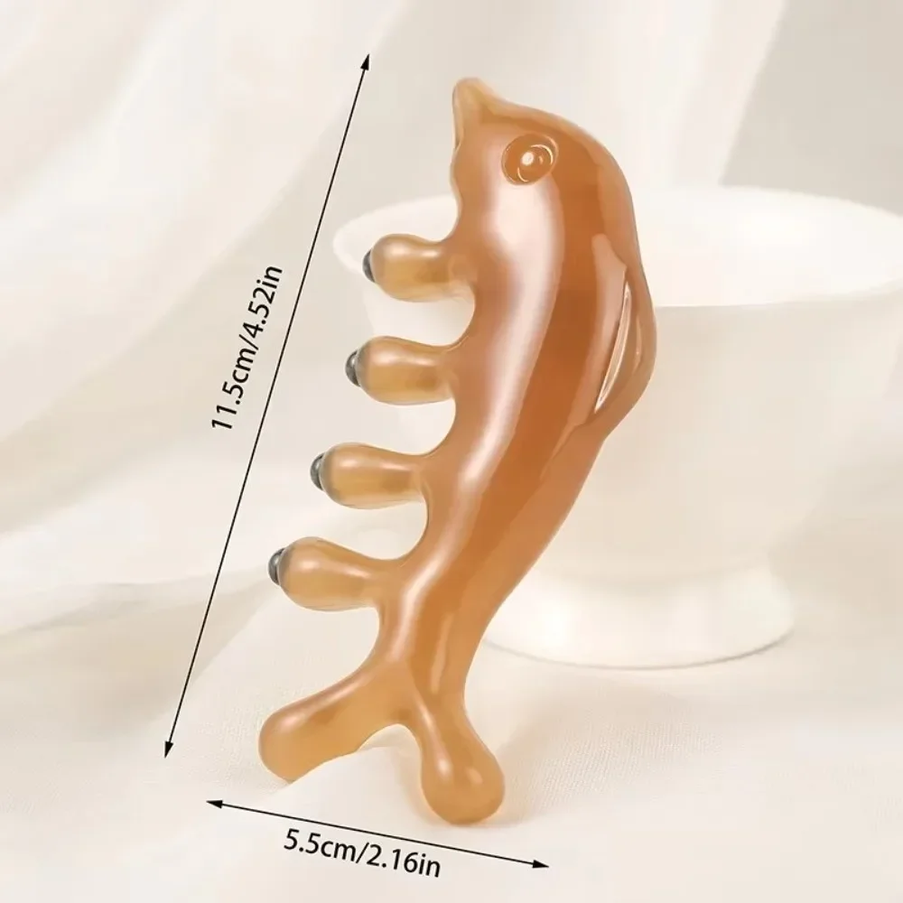Dolphin Shape Body Meridian Massage Comb Wide Tooth Anti-Static Head Massage Comb Help Blood Circulation Multifunctional