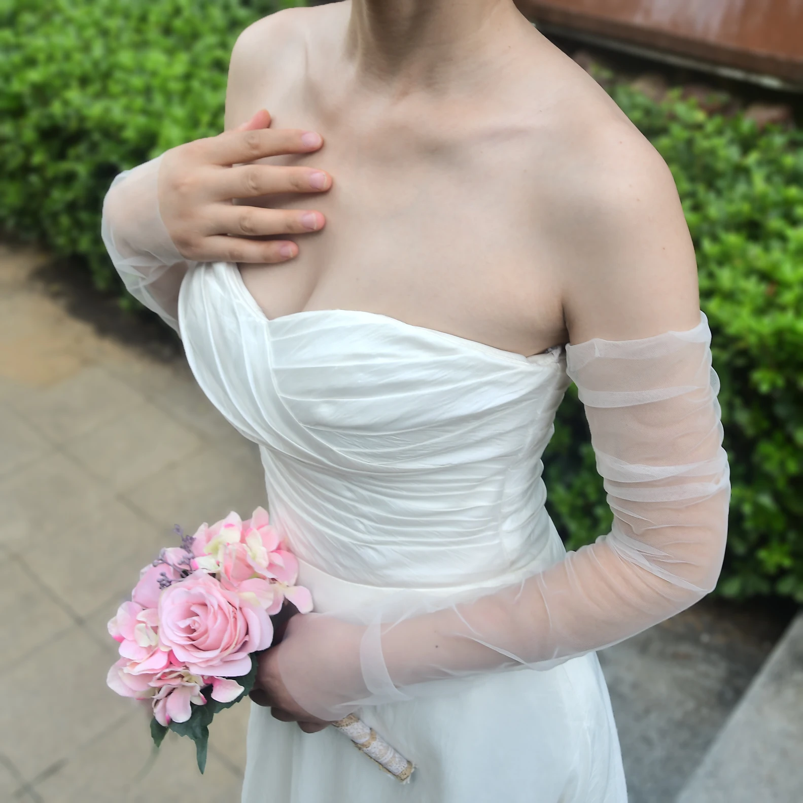 Sheer Bride Gloves Wedding Gloves Elbow Length Fingerless Removable Sleeves Bachelorette Party Women's Arm Sleeves vm20A wedding dress gloves wedding sleeve accessories