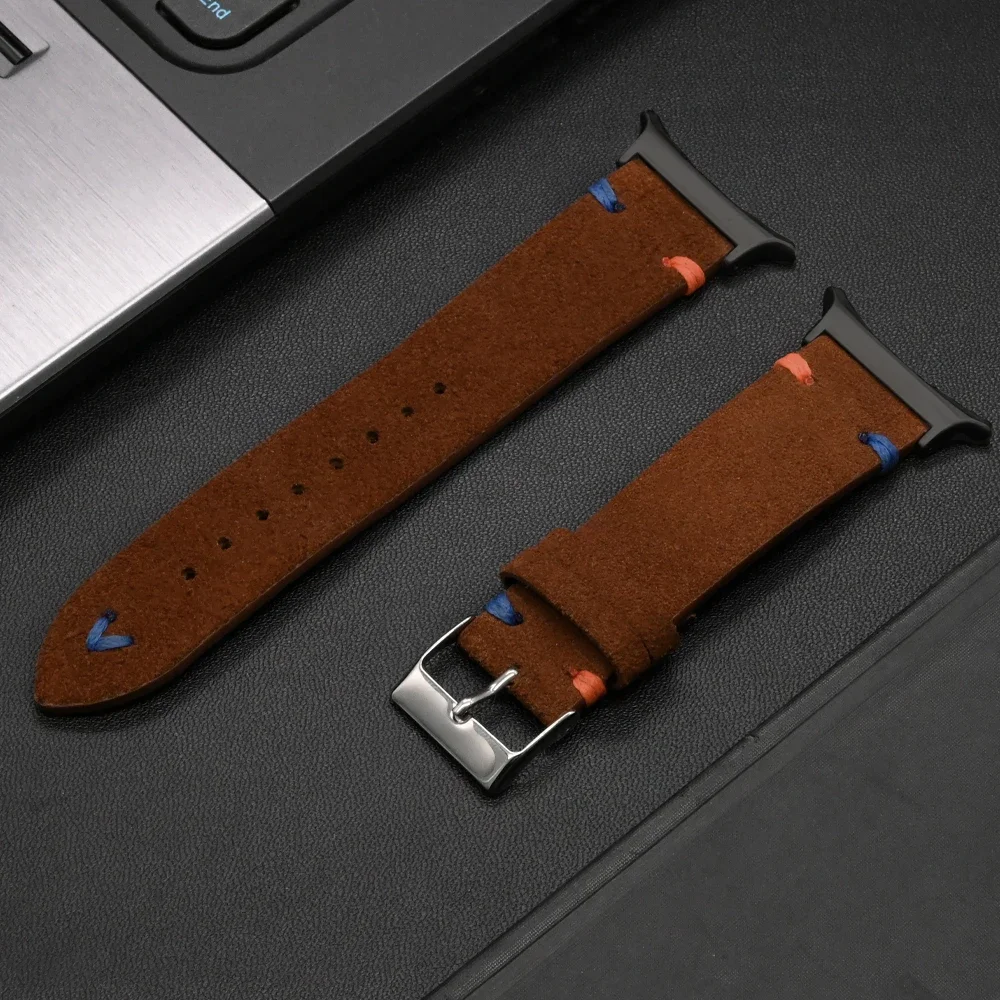 Handmade Soft Leather Strap for Smartwatch - No Gap Curved End Bracelet