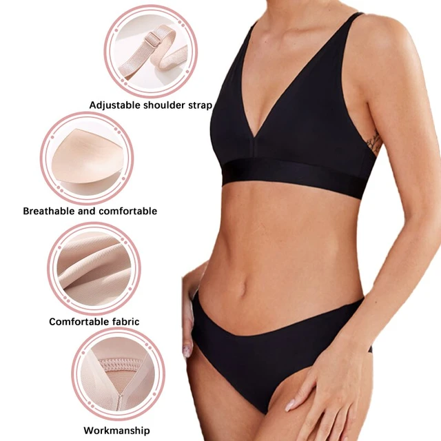 Women's Wireless Seamless Plunge Comfort Bra Intimates Lingerie Women  Backless Brassieres Padded Tank Tops Female Ladies