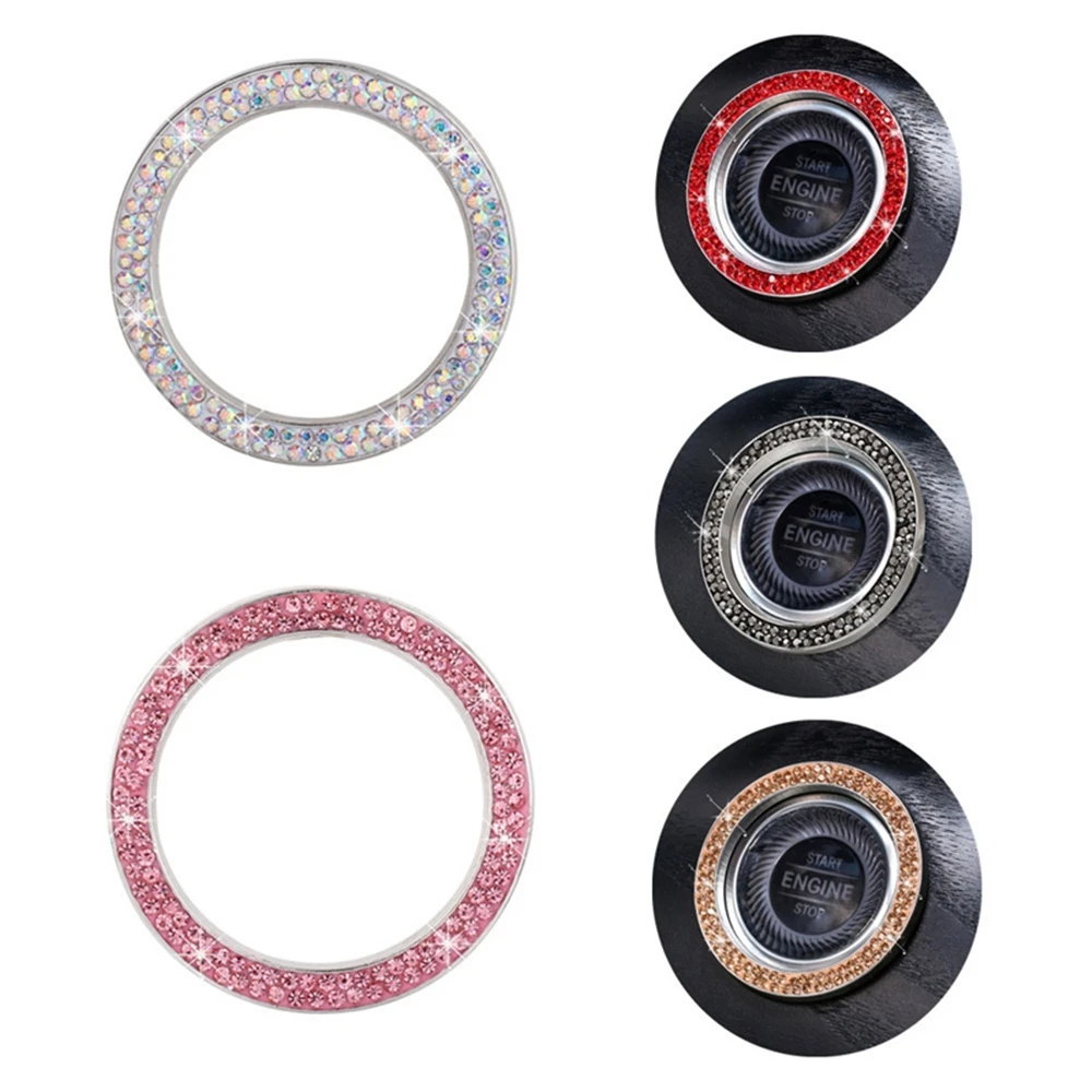 

Start Switch Rhinestone Diamond Decorative Accessories One-Key Engine Start Stop Ignition Push Button Switch Cover Diamond Ring