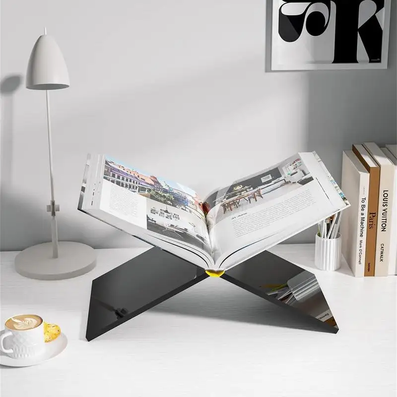 

Open Books Shelf Acrylic Book Stand For Reading Cookbook Holder X Shaped Book Stand Desktop Magazines Stand Tablet Holder