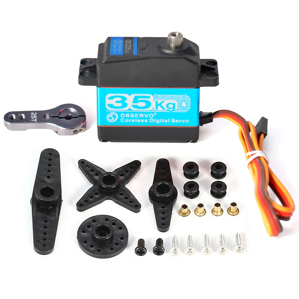 Servomoteur 35kg haute taille 180° étanche IP66 avec bras de servo et vis métalliques