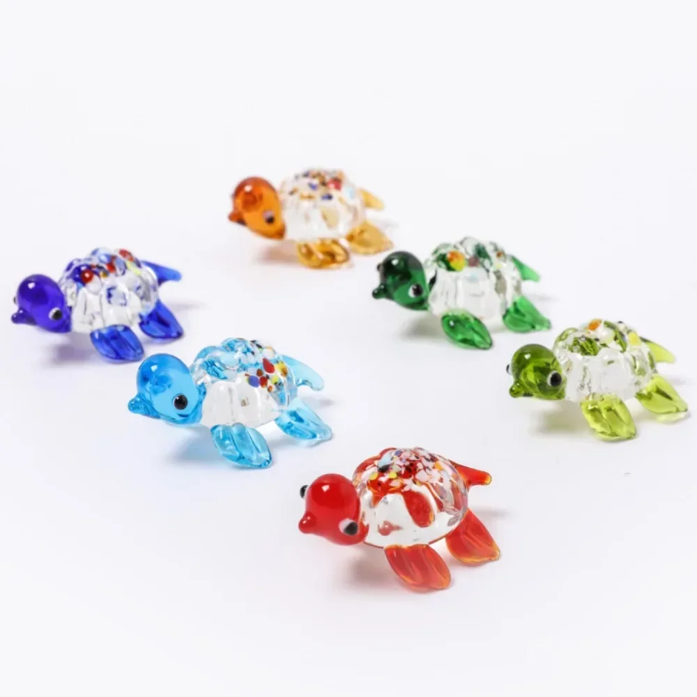 Fashion Colorful Sea Turtle Figurines High Borosilicate Glass Sea Turtle Sea Animal Collectibles Tiny Turtle Glass Ornaments