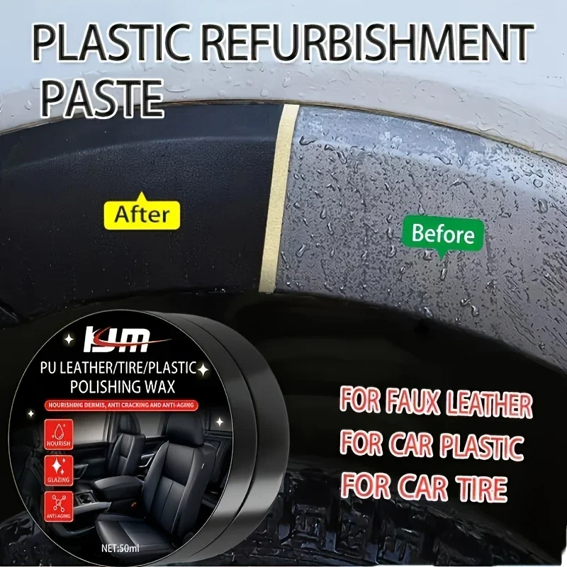 Car interior refresh wax, polish for dashboard and leather care and plastics, anti-dust gloss enhancer, car care paste