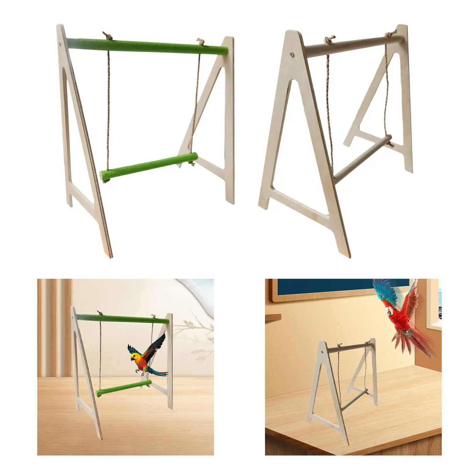 Bird Parrot Hammock Perch Rest and Play Parrot Play Stand Wooden Parrot Chewing Toy for Budgies Cockatoo Conure Parakeet