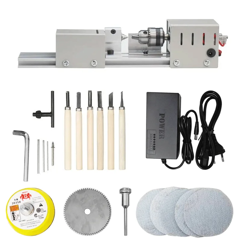 Wood Lathe Tool Wood Lathe Metal Lathe Machine Herctools 96W Wood Lathe Machine 110-220V Woodworking DIY Lathe For Grinding Cutting Polishing Household Multifunctional Tools