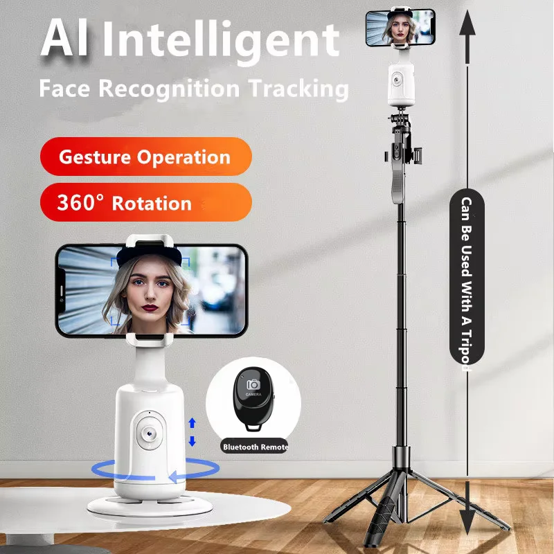 Auto Face Tracking Phone Holder 360&deg; Rotation Motion Tracking Mount Selfie Stick Tripod for Live Vlog Video Gimbal Stabilizer