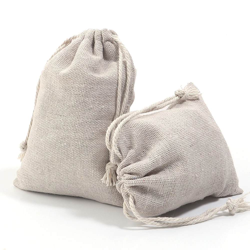 5-10pcs Cotton Bags Gift Drawstring Pouch Gift Box Packaging Bags Gift Linen Bags Jewelry Display Xmas Wedding Sack Burlap Bag