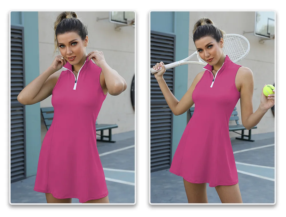 CUGOAO Tennis Dress Female Sleeveless Black Sport Dress Training Running Fitness Short Dress Female Golf Badminton Dress Suit