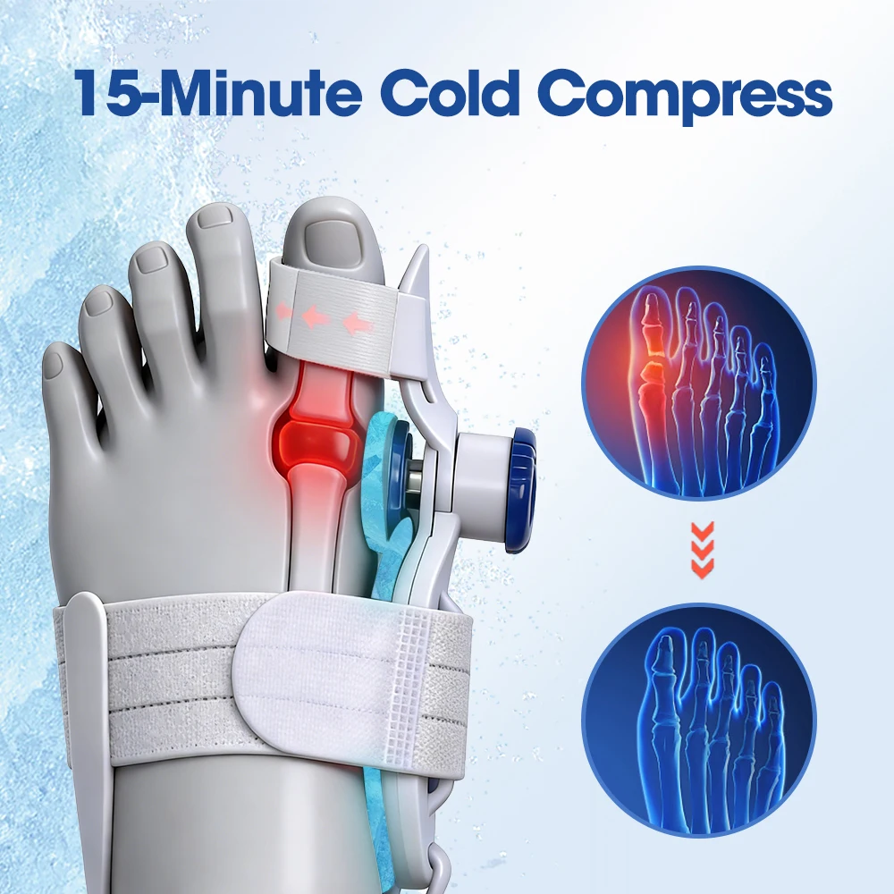 Toe Splint Bunion Adjuster with Cooling Pad Adjustable Big Toe Valgus Support Tool for Both Feet Straightening Orthopedic Thumb