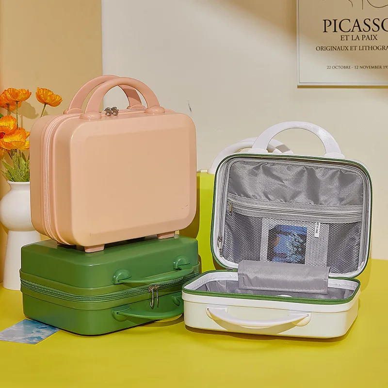 

2023 Travel suitcase cosmetic small box 14 inch can be hung large box light small password storage bag