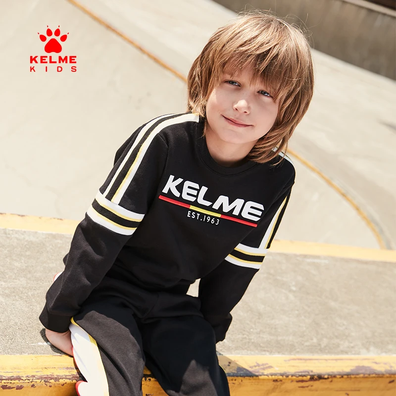 

Детская одежда KELME, Детский свитер для мальчиков, спортивный модный однослойный топ в полоску с принтом, 36833010