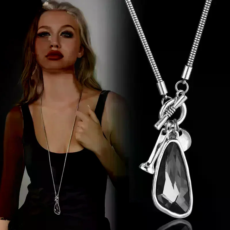 New Long Necklace Female Winter Sweater Chain Irregular Crystal Pendant Charms Choker Necklace For Women Elegant Gifts