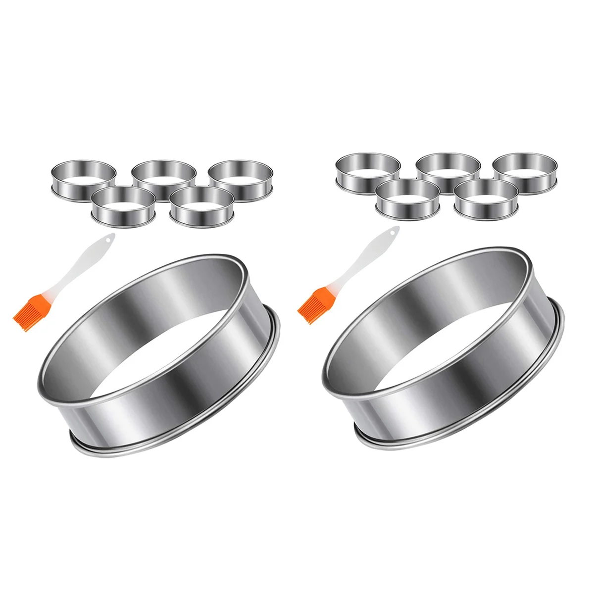 

12 Pieces English Muffins Rings, Muffin Tart Rings Double Rolled Tart Ring Stainless Steel Crumpet Rings Molds Cake Mold