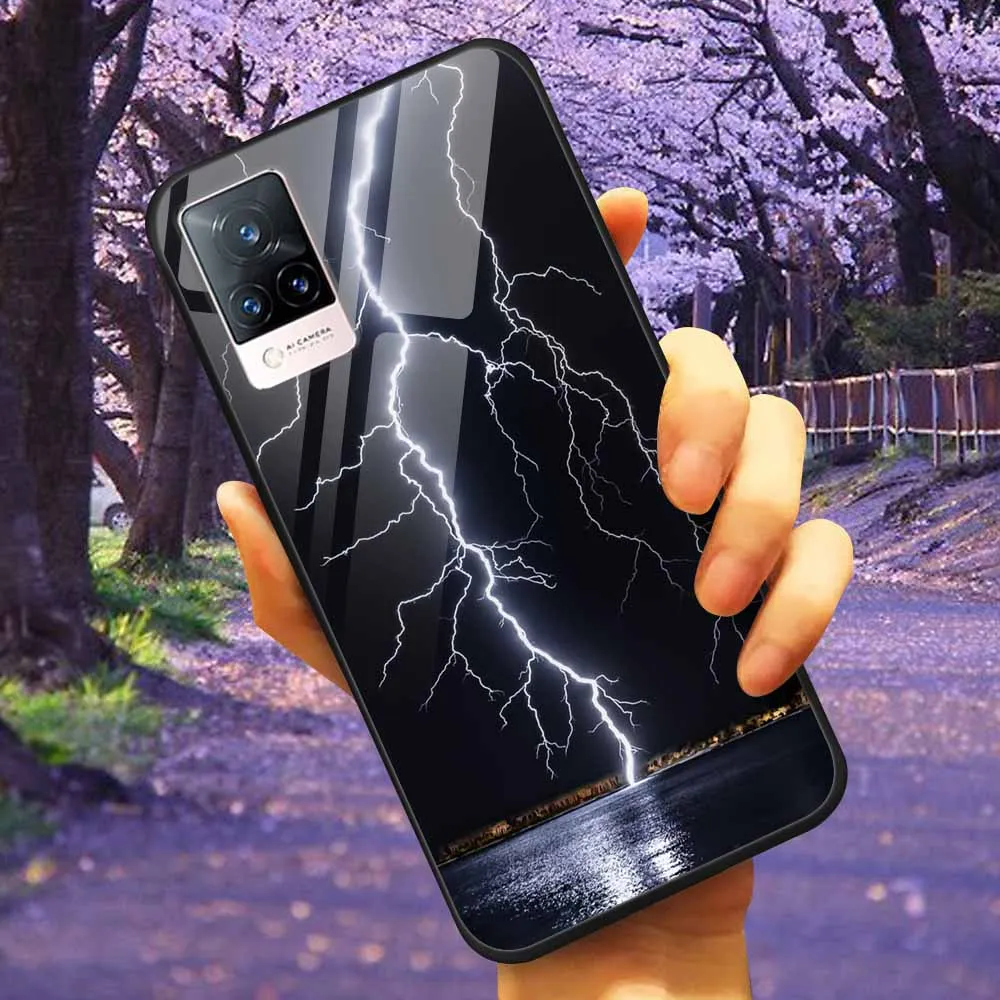 Luxury Protective Soft Bumper Hard Back Phone Case with Tempered Glass