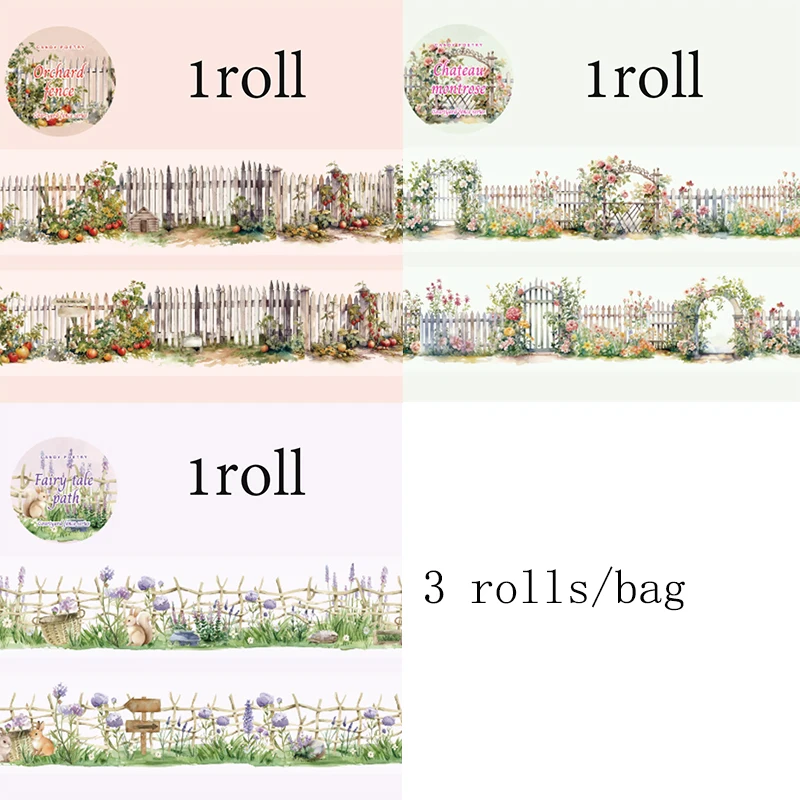 Mr Paper, 3 rolls/bag White Ink Tape - Patio Fence Series Tape Set washi tape set colourful stationery supplies 6