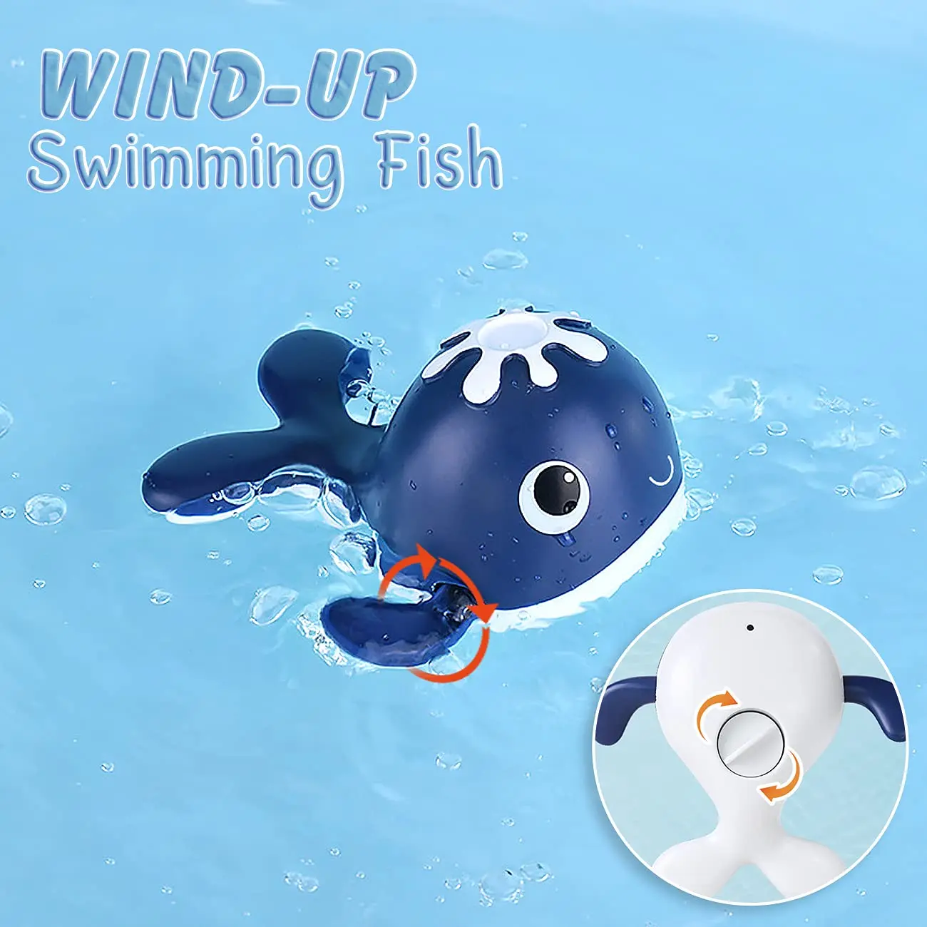 Baby Bath Toys Magnet Fishing Wind-up Swimming Whales Bathtub Toy Fishing  Game Water Tub Toys Set with Fishing Pole Net for Kids
