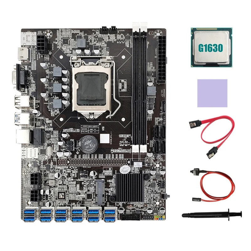 best pc motherboard for music production B75 ETH Miner Motherboard 12 PCIE To USB3.0+G1630 CPU+Thermal Grease+Thermal Pad+SATA Cable+Switch Cable Motherboard latest motherboard for pc