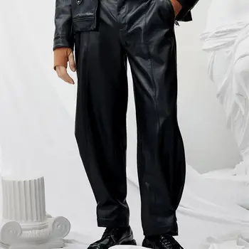 캐주얼 가죽 바지 남성용, 가을/겨울 패션 가수 카즈미 야마모토 틈새 디자인 플러스 사이즈 바지 신제품