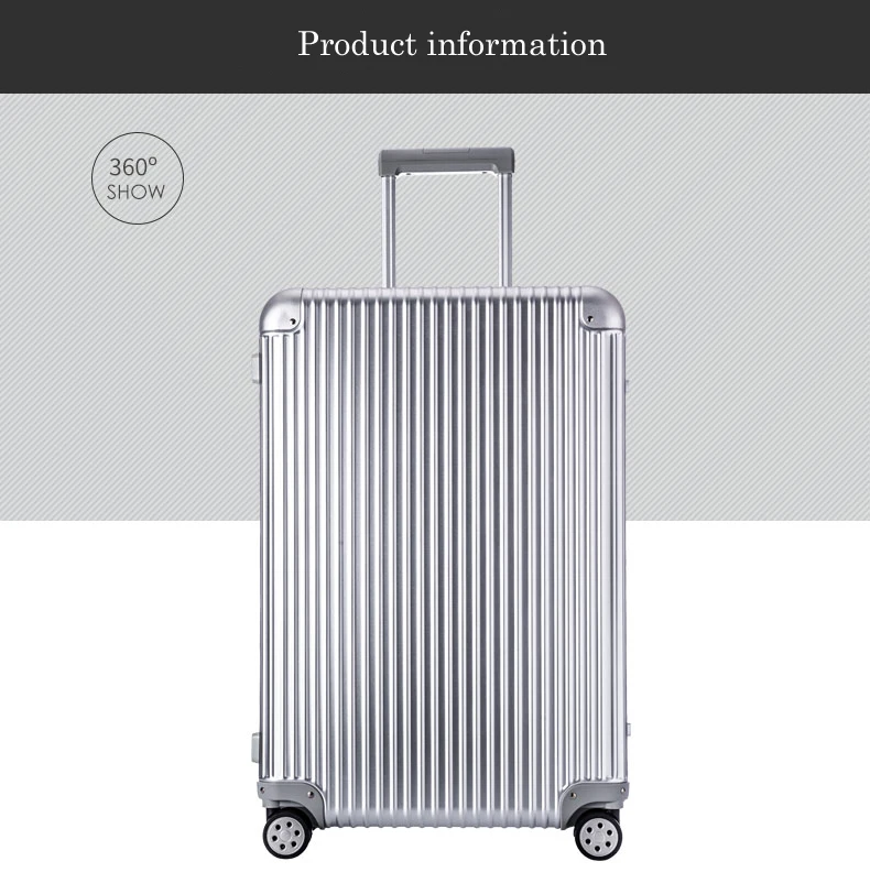 20"26"29"inch 100% Aluminum Magnesium Alloy Rolling Luggage Mens Business Trolley Suitcase Full Metal Travel Case Women Rose