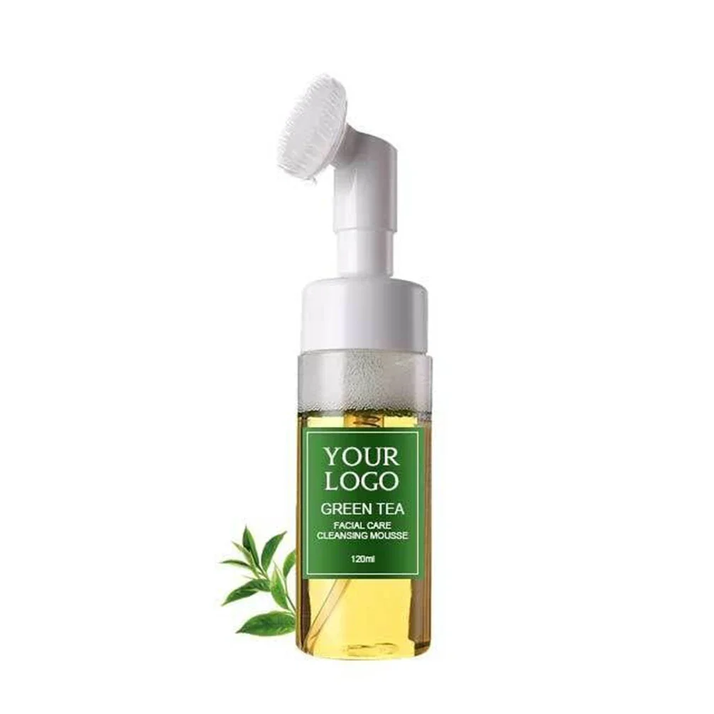 120ml Custom Logo Face Wash Private Label with Brush Avocado Watermelon Green Tea Cleansing Mousse Liquid Face Clean Makeup Milk 3