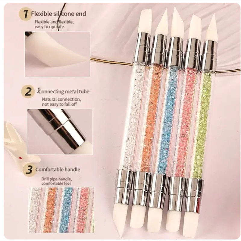 Nail Art Pen Double Head Silicone Flower Sculpting Pen Adjustable Glue Stick Embossing Pen Nail Art Brush Every Home Tool 4
