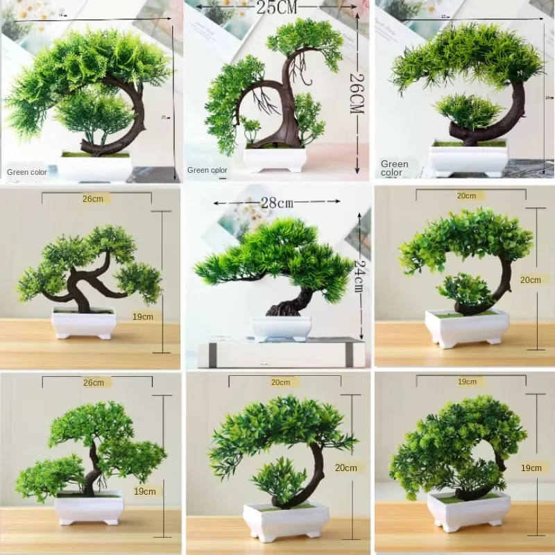 Grüne Heimdekoration Bonsai-Simulation Dekorative Blumen Kränze Künstliche Blumen Künstliche Grünpflanzen im Topf Ornamente Willkommens-Kiefer