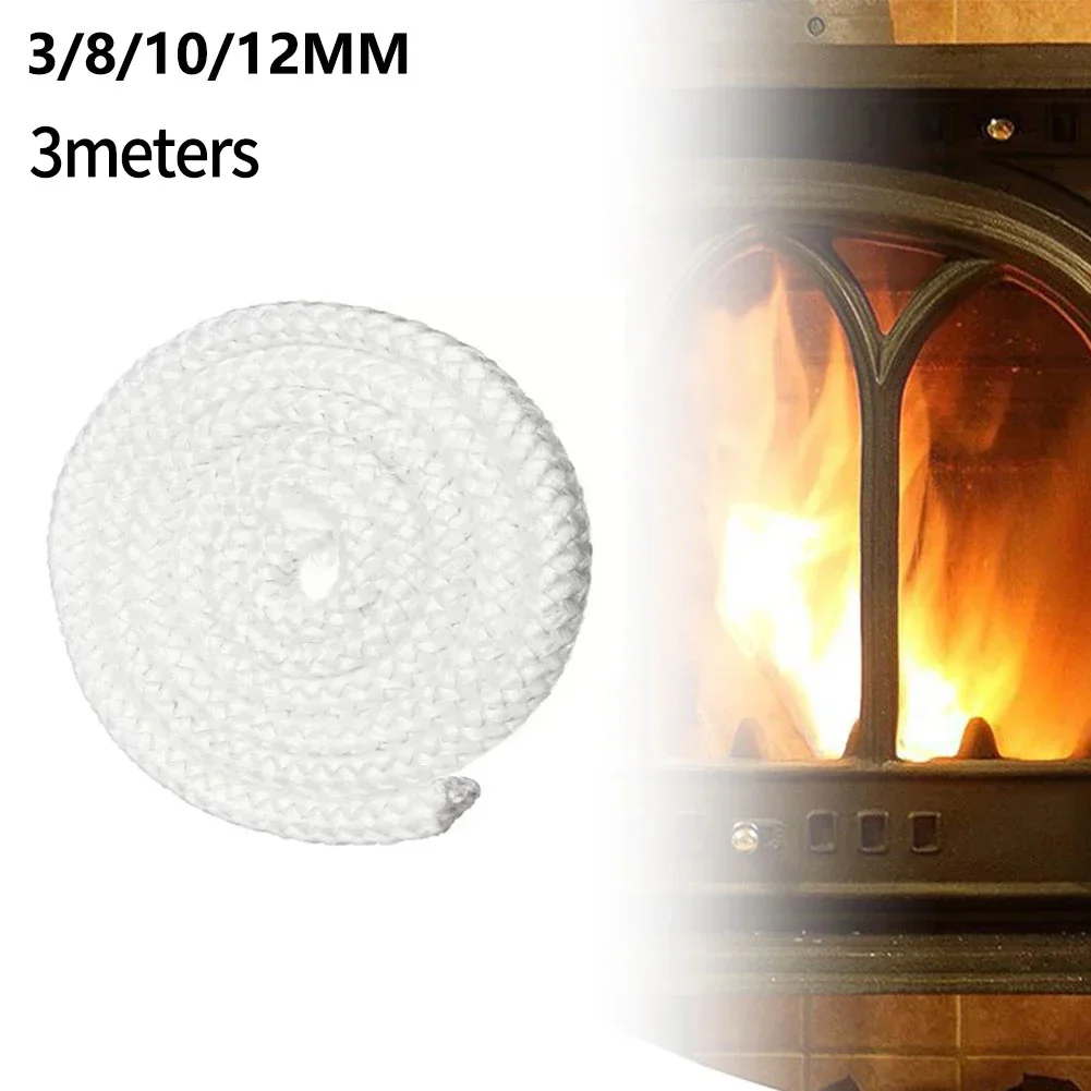 1*White Gasket Cord Stove Door Fireplace Cord Fiberglass High Temperature Woodburner Sealing Rope Replacement 6/8/10/12mm