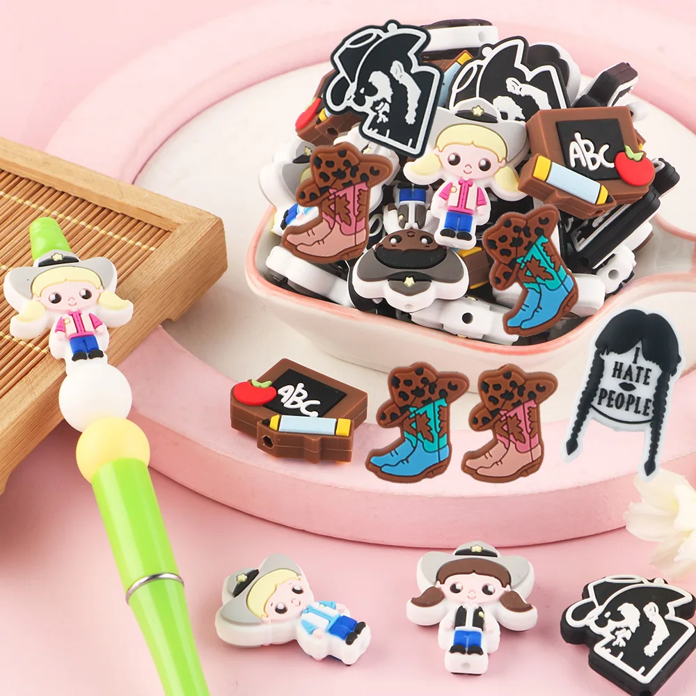 

Sunrony 50-200Pcs New Silicone Beads Food Grade Silicone Focal Bead Cowboy For Jewelry Making DIY Bracelets Necklace Accessories