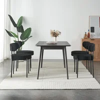 Modern Dining Room Chairs, Mid-Century Round Upholstered Boucle Kitchen Dining Chairs with Black Metal Legs 2