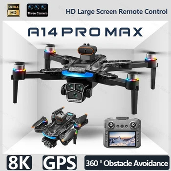 Xiaomi A14 ProMax Drone Motore Brushless 8K HD Tre Telecamere GPS Flusso Ottico Evitamento Ostacoli Pieghevole Quadcopter Drone Giocattoli