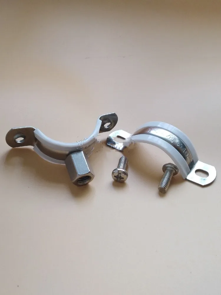 Free Shipping 2Pcs Heavy-Duty Thickened 2Mm PPR Iron Pipe Clip PVC PE Metal Water Supply Pipe Clamping Hoop Hanger Fixing