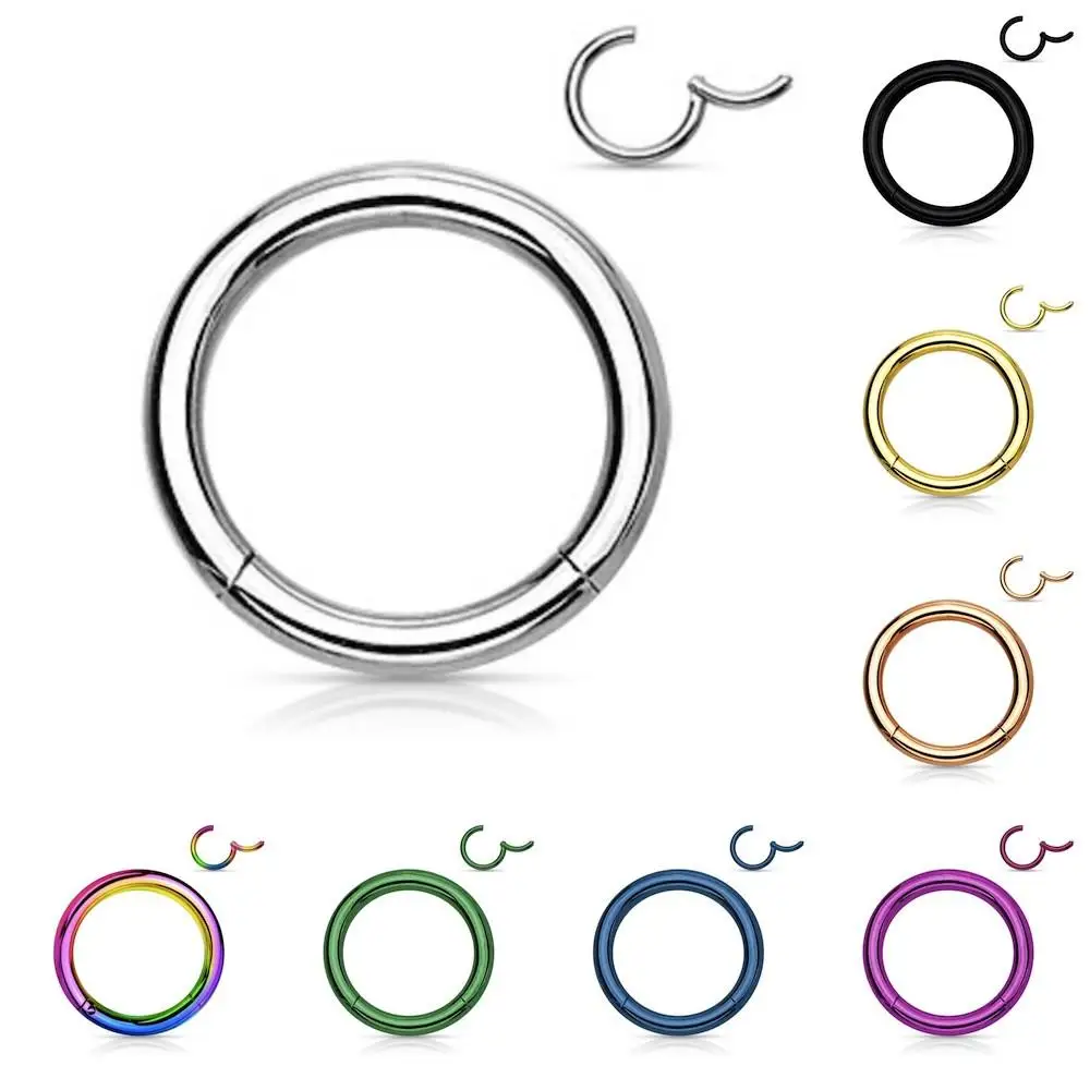 Nose Rings Piercing Jewelry 1Piece Surgical Steel Tornito Nose Clicker 16G18G Septum Piercing Clicker Ear Cartilage Pircing Earring Helix Septum Cliker Ring