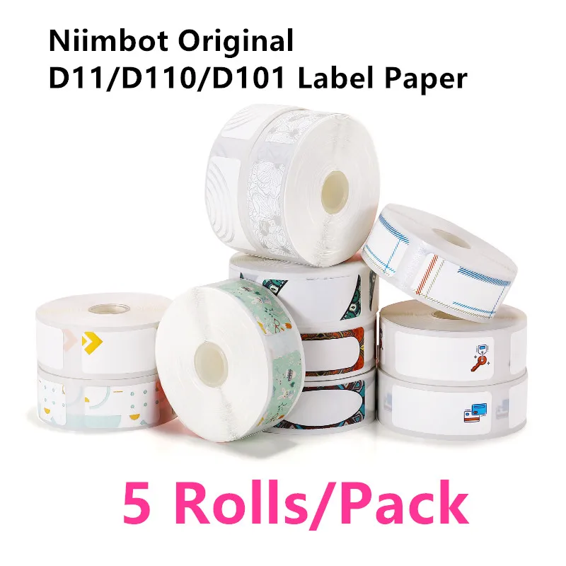 Niimbot D11 D110 D101H1S 프린터용 방수 스티커 용지, 오리지널 핑크, 12x40mm, 5 롤
