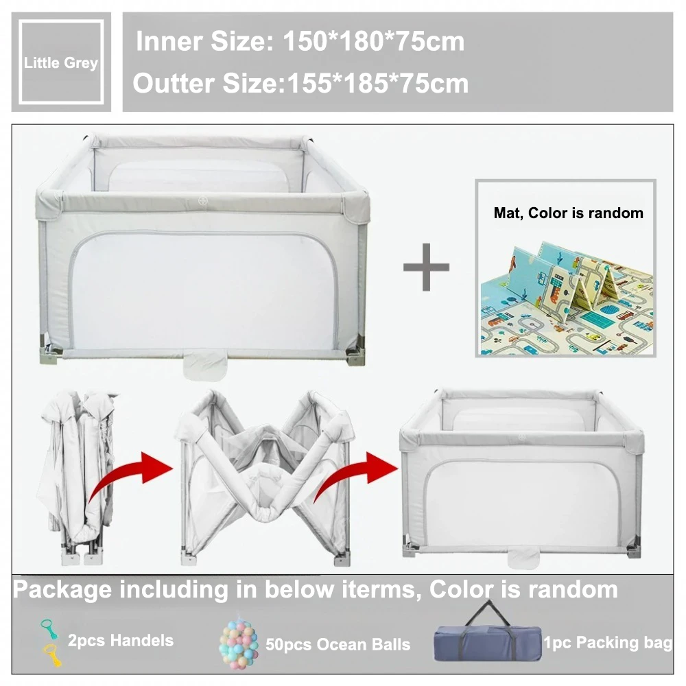 59"X70" Portable Foldable Baby Playground Playpen for Baby and Toddlers Thicken Steel Pipes Cloth Fence Play Park