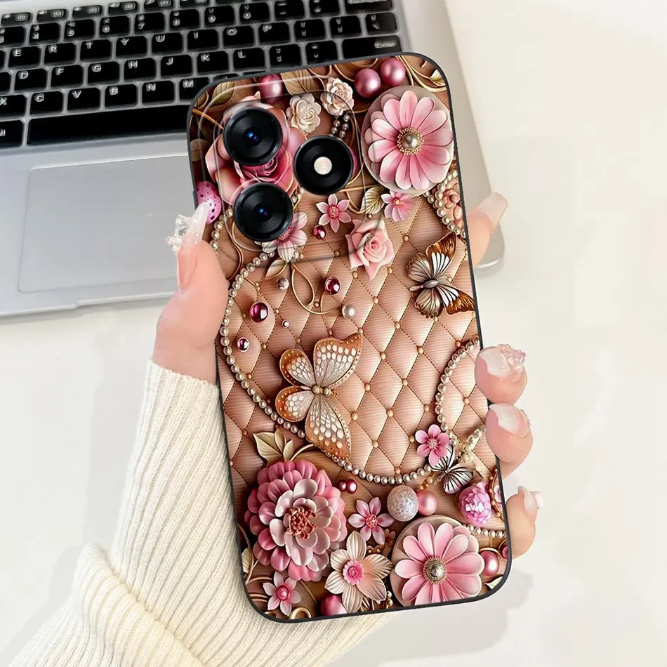 Beautiful Bow Rose Painting Soft Silicone Shockproof Phone Case