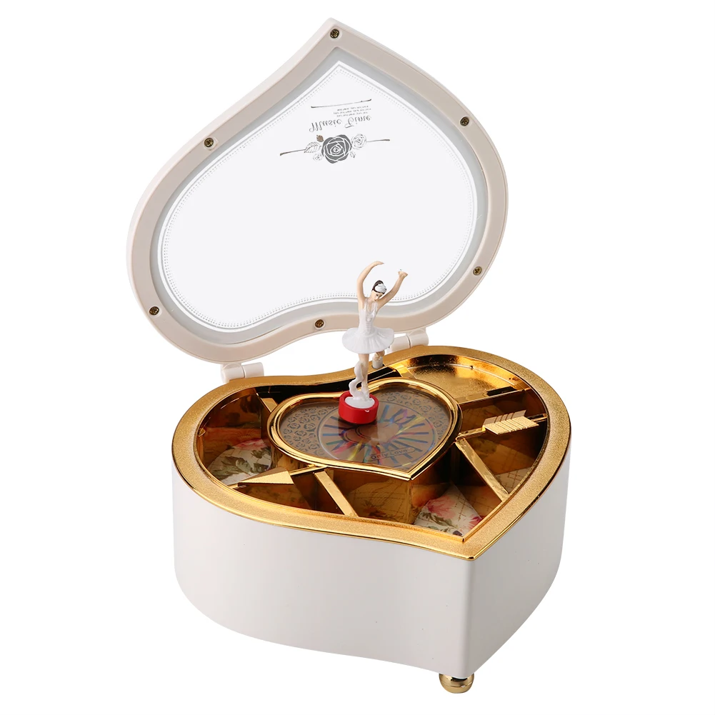 Ballet Dancer Music Box Heart Shaped Hand Cranked Musicial Box Desktop Ornament For Gift Home Decor 3