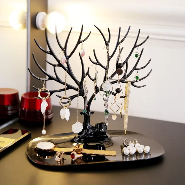 Jewelry Display Stand Tray Tree Storage Racks Earrings Necklaces Rings Jewelry Boxes Case Desktop Organizer Holder Make Up Decor 2
