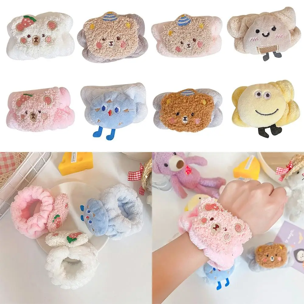 

4Pcs Cute Wrist Washband Microfiber Wrist Wash Towel Band Wristbands Washing Face Absorbent Wristbands Sweatband Prevent Liquid