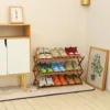 2Tiers Foldable Bamboo Shoe Rack,Multi Tier Shoe Organizer Rack Multifunctional Storage Free Standing Shelf,for Shoes Plant POTS 5