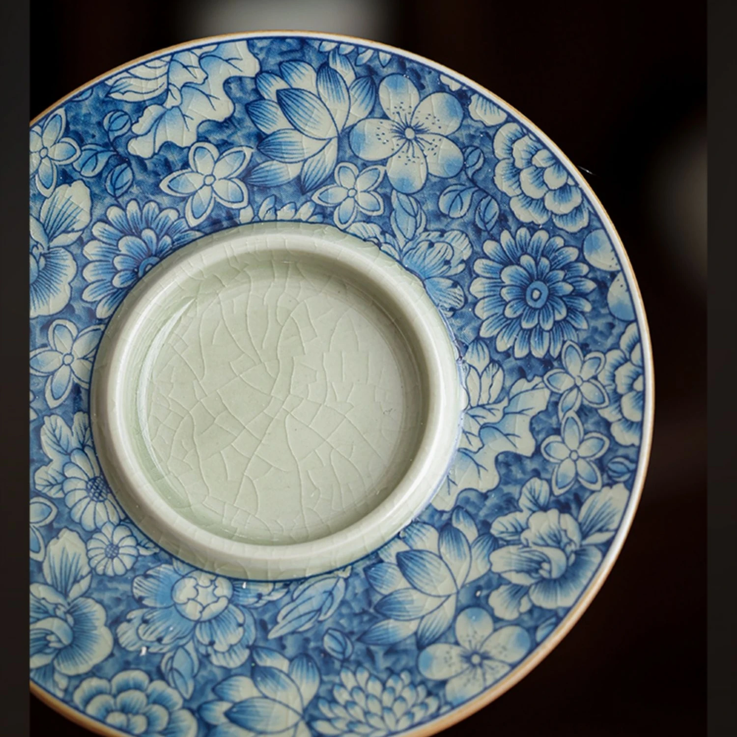 Antique Flowers Ceramic Opening Gaiwan For Tea Blue Tureen Teaware Set Chinese Tea Bowl Chawan Lily Deng's Store Cup